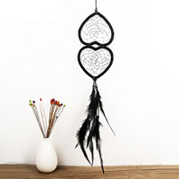 Fashion Dream Catcher, Feather, with Velveteen Cord & Glass Seed Beads, Heart, 60cm, Sold By PC