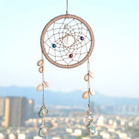 Fashion Dream Catcher, Linen, with ABS Plastic Pearl & Trumpet Shell, 30-42cm, Sold By PC
