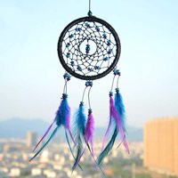 Fashion Dream Catcher, Feather, with PU Leather & Wood, 41cm, Sold By PC