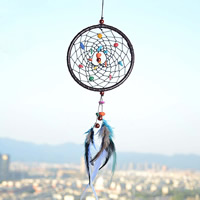 Fashion Dream Catcher, Feather, with PU Leather & Gemstone & Wood, 40-47cm, Sold By PC