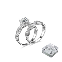 Messing Ring Set, platiniert, verschiedene Größen vorhanden & Micro pave Zirkonia & für Frau, 2PCs/setzen, verkauft von setzen