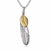 Stainless Steel Pendants, Feather, plated, for man, 59mm, Sold By PC