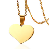 Stainless Steel Heart Pendants gold color plated for man Sold By PC