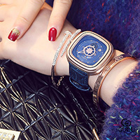 GUOU® Unisex Smykker Watch, PU, med Glas & Stainless Steel, forgyldt, Livsbestandig & for kvinde, flere farver til valg, 40x10mm, Længde Ca. 8.5 inch, Solgt af PC