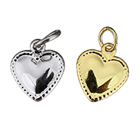 Μενταγιόν Brass Heart, Ορείχαλκος, Καρδιά, επιχρυσωμένο, περισσότερα χρώματα για την επιλογή, 8x10x0.50mm, Τρύπα:Περίπου 2mm, 100PCs/Παρτίδα, Sold Με Παρτίδα