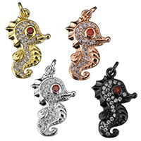 Cubic Zirconia Micro Pave Brass Pendant, Seahorse, plated, micro pave cubic zirconia, more colors for choice, 12x18x2.50mm, Hole:Approx 2mm, 20PCs/Lot, Sold By Lot