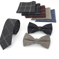 Cotton Tie And Pocket  Scarf Set, for man, more colors for choice, 145x6cm, 12x6cm, 23x23cm, 3PCs/Set, Sold By Set