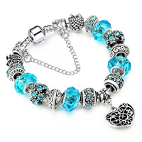 European Bracelet Zinc Alloy with Crystal plated charm bracelet & snake chain & for woman & faceted & with rhinestone nickel lead & cadmium free Sold By Strand