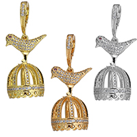 Cubic Zirconia Micro Pave Brass Pendant, Cage, plated, with loop & micro pave cubic zirconia, more colors for choice, 3x17x10mm, 18x28x16mm, Hole:Approx 7x10mm, 5PCs/Lot, Sold By Lot