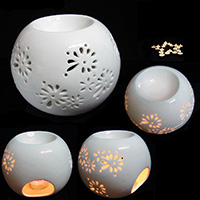 Porcelana Sostenedor de vela, Esférico, purificar el aire & hueco, Blanco, 130x90mm, Vendido por UD