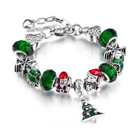 European Bracelet, Tibetan Style, with Crystal, with 1.18lnch extender chain, plated, charm bracelet & different length for choice & Christmas jewelry & snake chain & for woman & enamel & faceted, nickel, lead & cadmium free, Sold By Strand