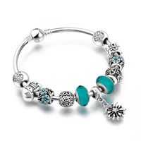 Zinc Alloy European Bangle with Crystal plated charm bracelet & for woman & faceted nickel lead & cadmium free Sold By PC