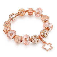 European Bracelet Zinc Alloy with Crystal rose gold color plated charm bracelet & snake chain & for woman & faceted nickel lead & cadmium free Sold By Strand