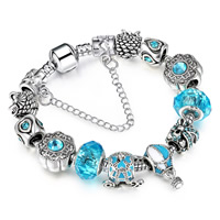 European Bracelet, Tibetan Style, with Crystal, plated, different length for choice & snake chain & for woman & enamel & faceted, nickel, lead & cadmium free, Sold By Strand