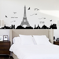 Wall Stickers, PVC-plast, vidhäftande & med Eiffeltornet mönster & med bokstaven mönster & vattentät, 600x900mm, Säljs av Ställ