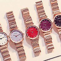 GUOU® Unisex Smykker Watch, Zinc Alloy, med Glas & Stainless Steel, forgyldt, Livsbestandig & for kvinde, flere farver til valg, 25x8mm, Længde Ca. 8 inch, Solgt af PC