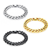 Men Bracelet, 316 Stainless Steel, plated, curb chain & for man, more colors for choice, 10mm, Sold Per Approx 8 Inch Strand