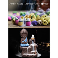 Backflow Incense Burner, Purple Clay, with 30 Backflow Incenses & different styles for choice, 120x90mm, Sold By PC