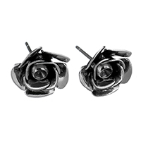 Edelstahl Ohrring Stecker, Rose, ohne Ohrmutter, originale Farbe, 11.5x11.5x15.5mm, 0.5mm, Innendurchmesser:ca. 2mm, 100PCs/Menge, verkauft von Menge