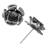 Edelstahl Ohrring Stecker, Rose, ohne Ohrmutter, originale Farbe, 13x13x16mm, 0.5mm, Innendurchmesser:ca. 4x4mm, 100PCs/Menge, verkauft von Menge