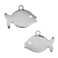 Stainless Steel Animal Pendants, Fish, original color, 14x11x0.50mm, Hole:Approx 1mm, 1000PCs/Lot, Sold By Lot