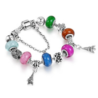 European Bracelet, Tibetan Style, with Lampwork, plated, charm bracelet & different length for choice & snake chain & for woman, nickel, lead & cadmium free, Sold By Strand