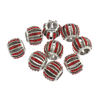 Rhinestone Tibetan Style Beads, Drum, antique silver color plated, with rhinestone & large hole, lead & cadmium free, 10x12mm, Hole:Approx 5.5mm, 10PCs/Bag, Sold By Bag