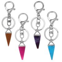 Bag Purse Charms Keyrings Keychains Gemstone with Brass silver color plated natural 35mm Sold By PC