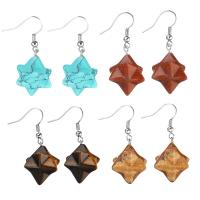 Natural Gemstone Earrings with Brass silver color plated & for woman 37mm Sold By Pair