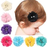 Cloth Hair Snap Clip, with Chiffon, for children, more colors for choice, 5.5cm, Sold By PC