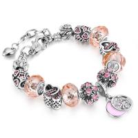 European Bracelet Zinc Alloy with Crystal with 1.18lnch extender chain plated charm bracelet & snake chain & for woman & enamel & faceted & with rhinestone nickel lead & cadmium free Sold By Strand