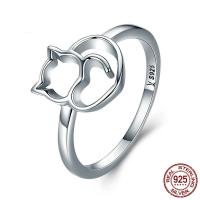 純銀ジュエリー指輪, 92.5％純度シルバー, ネコ, 異なるサイズの選択 & 女性用, 10x10mm, 売り手 パソコン