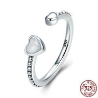 Thailand Sterling Silver Cuff finger ring, Hjärta, olika storlek för val & för kvinna & emalj, 5x6mm, 2mm, Säljs av PC