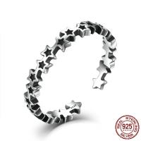 Thailand Sterling Silver Cuff Finger Ring Star adjustable & for woman 3mm US Ring Sold By PC