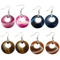 Natural Gemstone Earrings, with Brass, silver color plated, different materials for choice & for woman, 51mm, 28x28x5mm, Sold By Pair