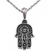 Stainless Steel Pendants, 316 Stainless Steel, Hamsa, blacken, 51x30mm, Hole:Approx 6-8mm, Sold By PC