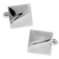 Cufflinks, Brass, Square, silver color plated, Unisex, nickel, lead & cadmium free, 15mm, Sold By Pair