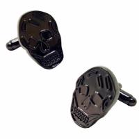 Cufflinks Brass Skull plumbum black color plated Unisex nickel lead & cadmium free 20mm Sold By Pair