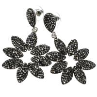 Rhinestone Earring Brass with rubber earnut & Rhinestone Clay Pave platinum color plated for woman 61mm Sold By Lot