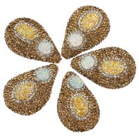 Rhinestone Clay Pave Beads with Ice Quartz Agate Teardrop natural & druzy style 26-28x39-41x14-16mm Approx 2mm Sold By Lot