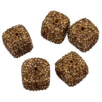 Rhinestone Clay Pave Beads,  Square, 15-16x15-16x15-16mm, Hole:Approx 2mm, 10PCs/Lot, Sold By Lot