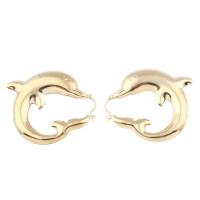 Zinc Alloy Hoop Earring stainless steel post pin Dolphin plated for woman lead & cadmium free Sold By Pair