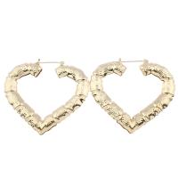 Zinc Alloy Hoop Earring stainless steel post pin Heart gold color plated for woman lead & cadmium free Sold By Pair
