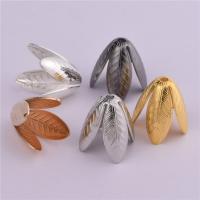 Messing Perlenkappe, Blume, plattiert, Zufällige Farbe, frei von Nickel, Blei & Kadmium, 15x19mm, Bohrung:ca. 2.5mm, 100PCs/Tasche, verkauft von Tasche