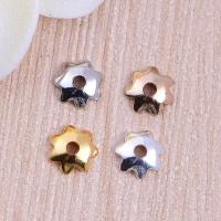 Brass Bead Cap, Flower, plated, Random Color, nickel, lead & cadmium free, 6x0.4mm, Hole:Approx 1.2mm, 100PCs/Bag, Sold By Bag