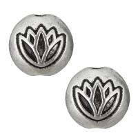 Tibetan Style Flat Beads, Flat Round, antique silver color plated, nickel, lead & cadmium free, 8x5.50mm, Hole:Approx 1mm, 1000PCs/Lot, Sold By Lot