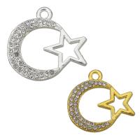 Zinc Alloy Moon Pendants Moon and Star plated & with rhinestone nickel lead & cadmium free Approx 2mm Sold By Lot