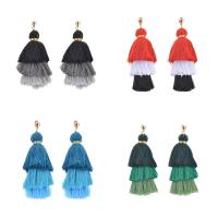 Fashion Fringe Earrings Zinc Alloy with Nylon Cord stainless steel post pin gold color plated for woman lead & cadmium free Sold By Pair