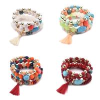 CCB Bracelets, Copper Coated Plastic, with Wool & Acrylic, for woman, more colors for choice, 60-80mm, Length:Approx 6-8 Inch, 4Strands/Set, Sold By Set
