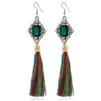 Fashion Fringe Earrings Zinc Alloy with Nylon Cord & Crystal brass earring hook plated for woman & faceted & with rhinestone nickel lead & cadmium free Sold By Pair